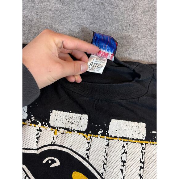 Vintage 90s Pittsburgh Penguins T Shirt Mens L Magic Johnson Ts AOP Big Logo Tee - Picture 5 of 5